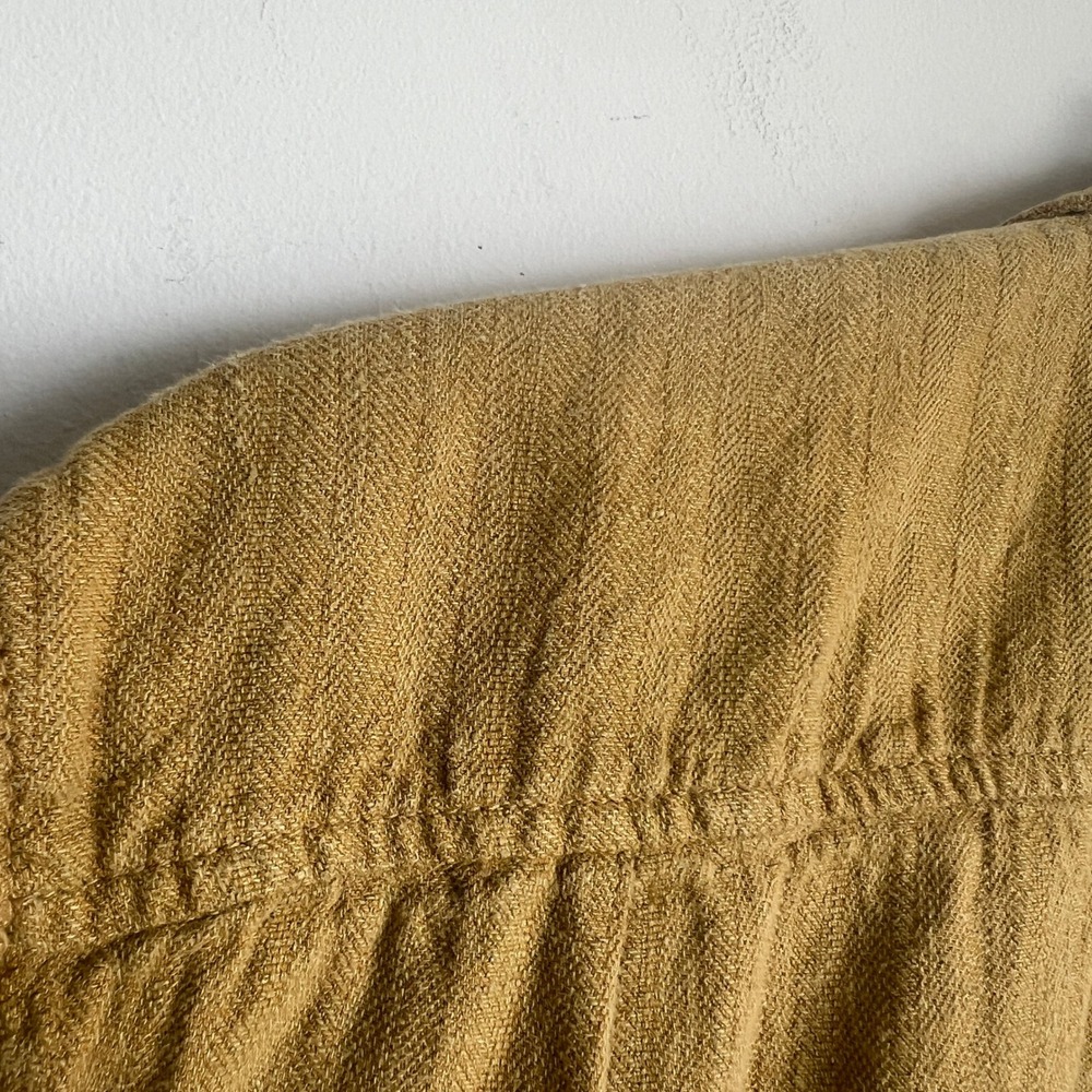 Imogene and Willie Mens Serra XXL Linen Cotton Herringbone Camp Shirt Yellow - Picture 9 of 10